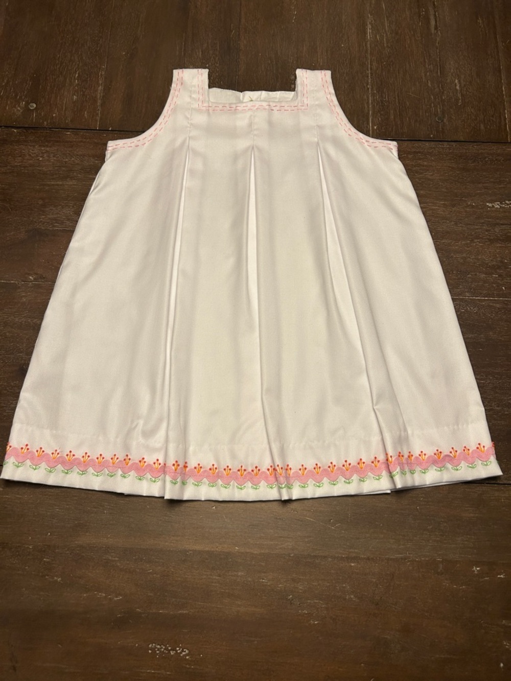 The Proper Peony White with Embroidered Pink Flowers Dress